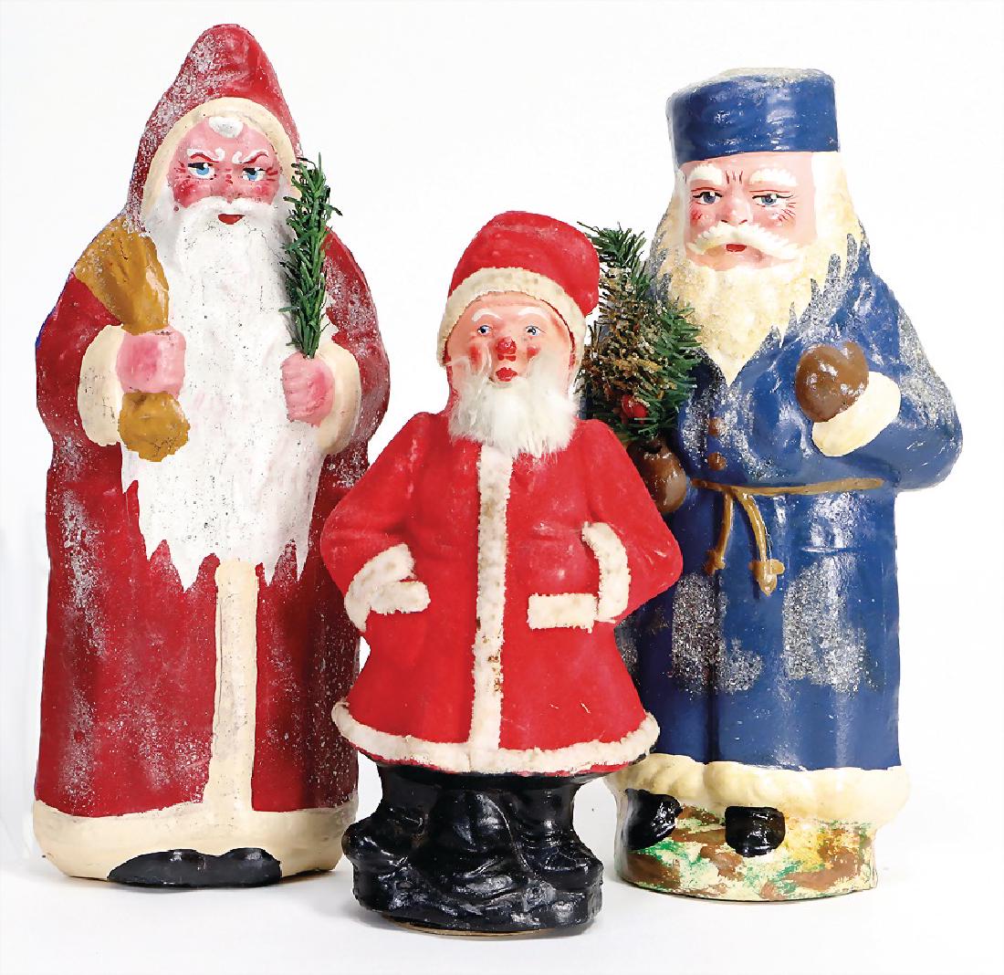 3 pieces made of papier mâché and  mass, Santa Clauses, (1 of 1)