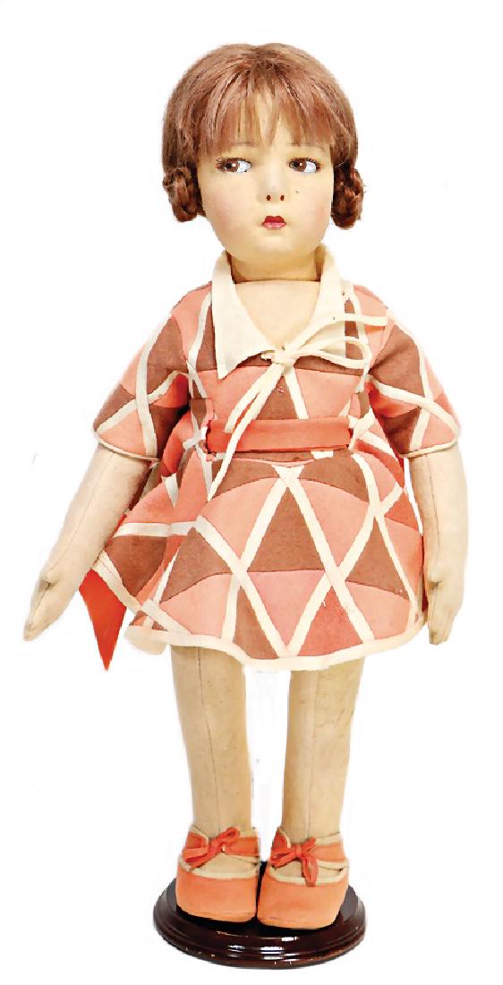 LENCI felt doll, swivel felt head, at the side looking, (1 of 2)