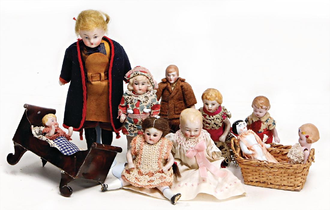10 kl. Porzellan-Puppenstuben-Puppen, 5-14 cm, 2x mit (1 of 1)