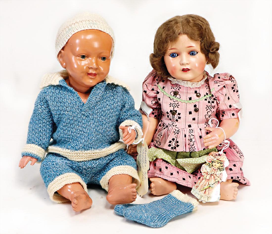 SCHILDKRÖT 2 Celluloid-Puppen, 1x kl. Ella, gem. SiR (1 of 1)