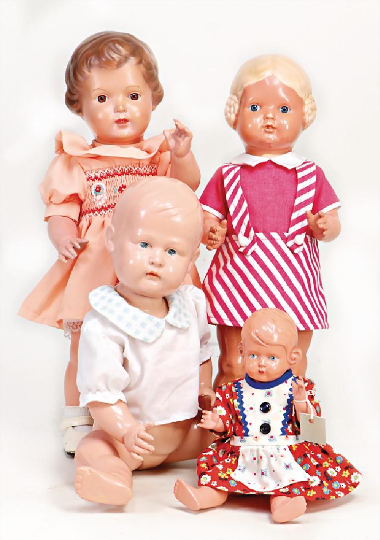 SCHILDKRÖT 4 Celluloid-Puppen, 1x Baby, gem. SiR 40, (1 of 1)