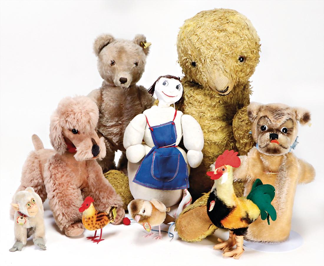 Konv. Plüschtiere, 5x Steiff Bär mit Brummstimme, Knopf (1 of 1)