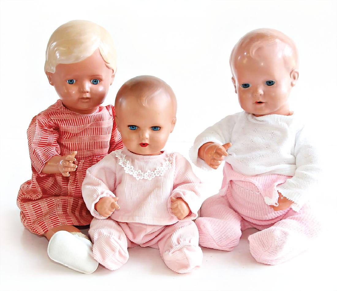 SCHILDKRÖT 3 Celluloid-Puppen, 2x Strampelchen, gem. 31 (1 of 1)