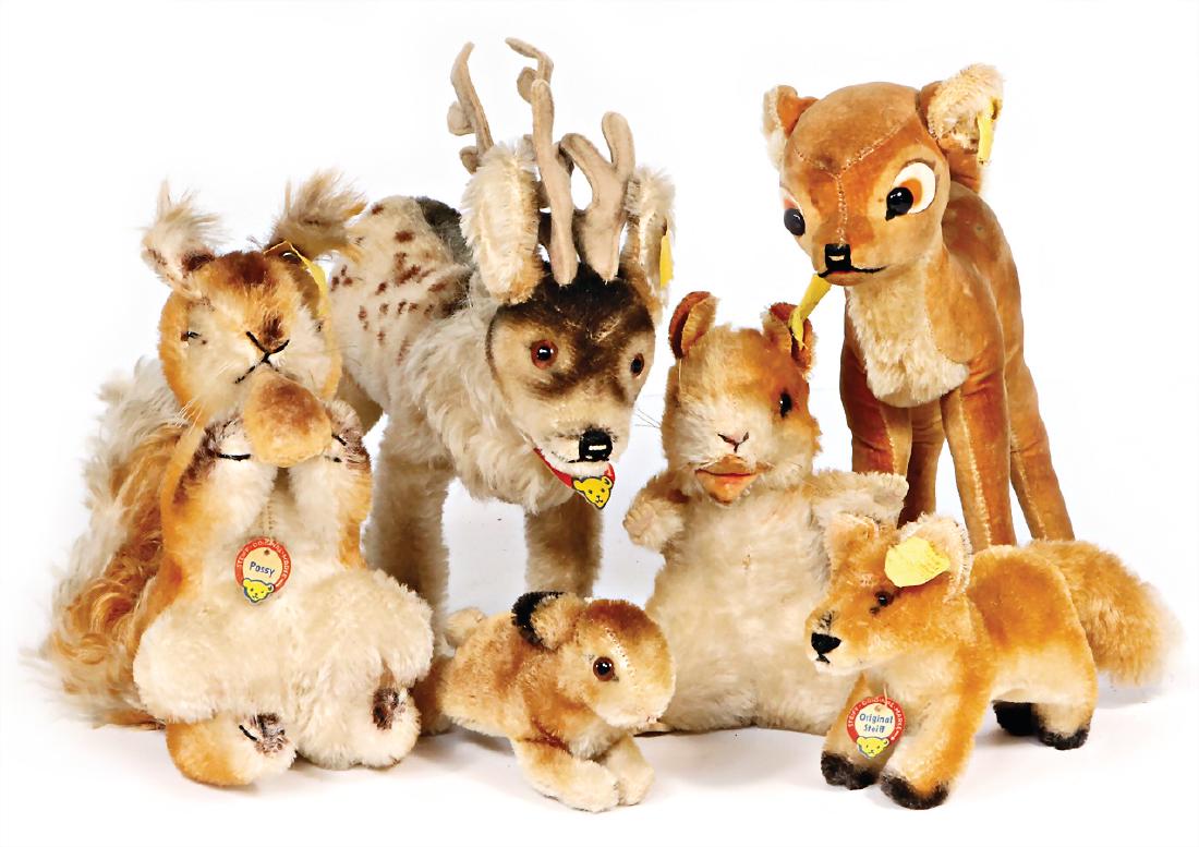 STEIFF 6 Tiere, darunter Possy mit Kopf, Schild und (1 of 1)