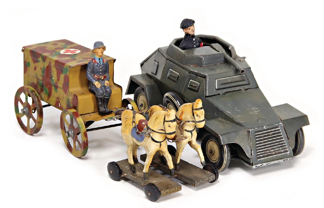 armored scout car, sheet metal clock mechanism is (1 of 1)