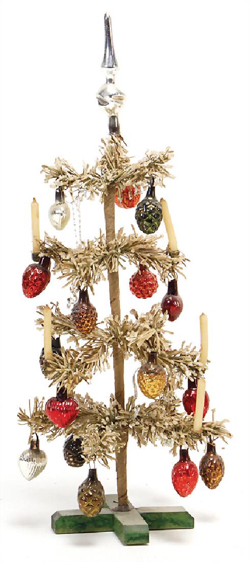 Christmas tree decoration, christmas tree with candles: Christmas tree decoration, christmas tree with candles and glass parts, 30 cm nice decoration for a Christmas scene in a big stately dollhouse German Description Christbaumschmuck, Weihnachtsbaum mit 