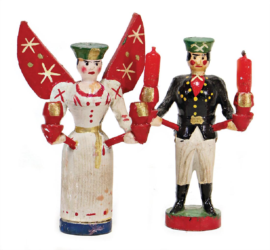 ERZGEBIRGE 2 pieces, angel, 10.5 cm, 1 miner lamp, 9.5 (1 of 1)