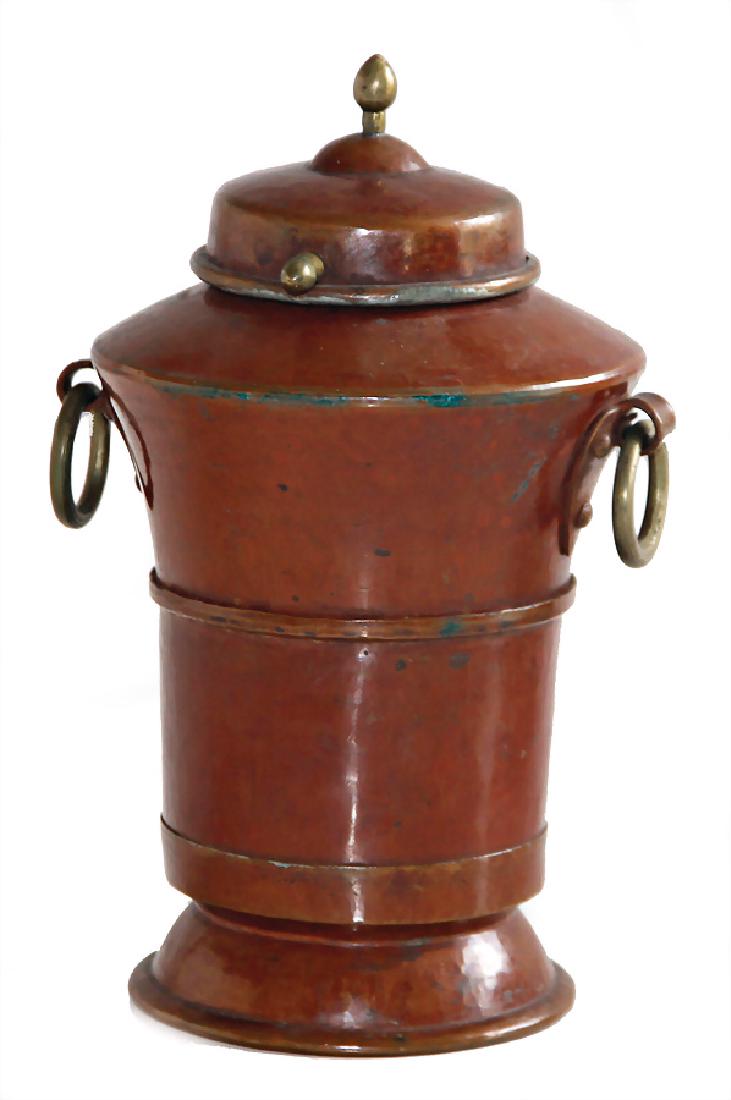 copper box, hammered, inside tin-plated, height: 15 cm, (1 of 1)