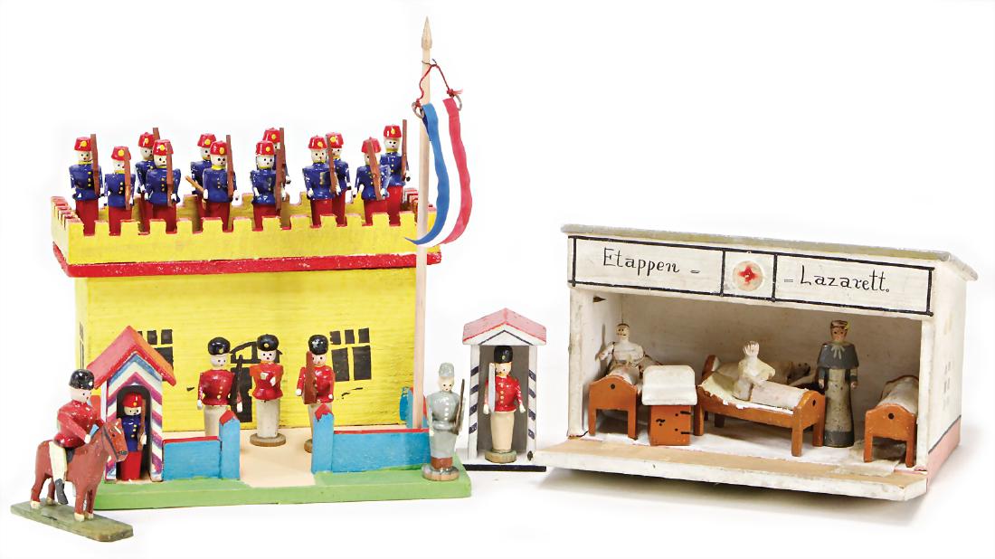 ERZGEBIRGE miniatures, 2 pieces, staging hospital with (1 of 1)
