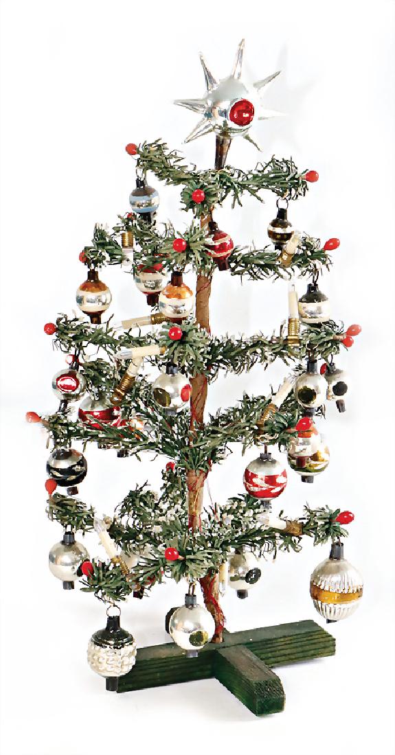 dollhouse christmas tree, 29 cm, decorated with mirror (1 of 1)