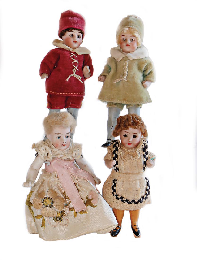4 dollhouse dolls, bisque porcelain, 3x fix head, fix (1 of 1)