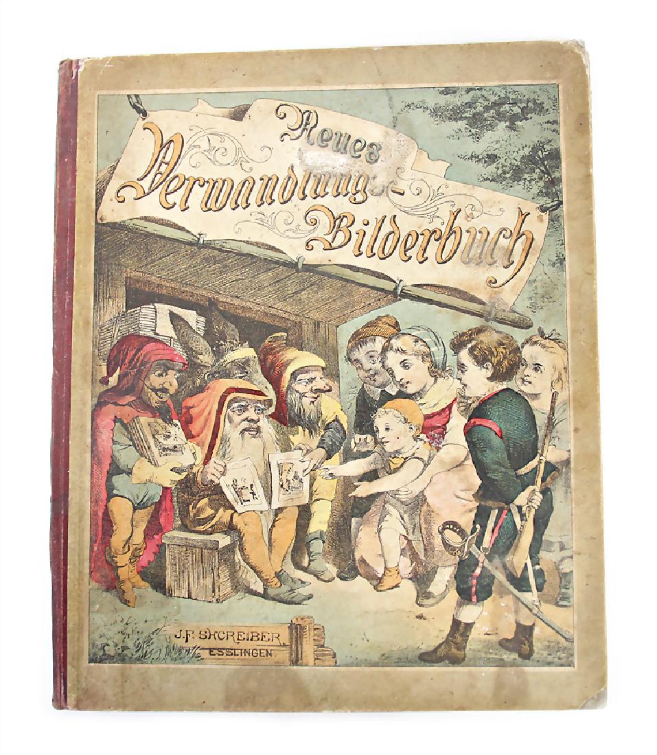 Neues Verwandlungs-Bilderbuch, 6 double pictures as: Neues Verwandlungs-Bilderbuch, 6 double pictures as lithographed color print, Schreiber, Esslingen, cover inside is slightly worn, nice lithographed cover picture with traces of usage, condition 2-3 G