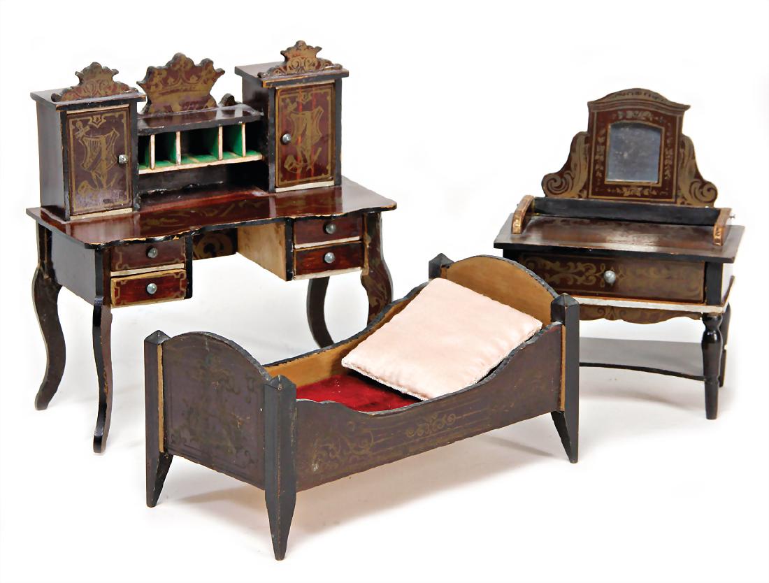 3 pieces Bóulè, secretary, height: 12 cm, small chest (1 of 1)