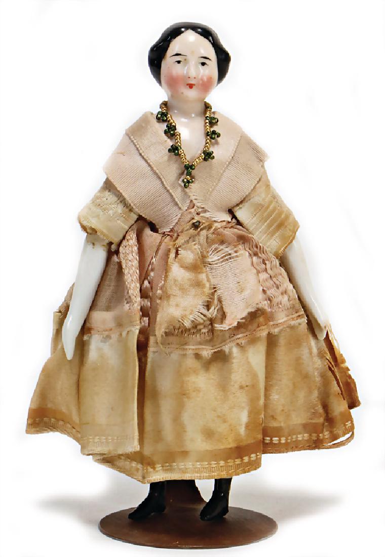small dollhouse doll, Biedermeier, 17.5 cm, enameled (1 of 1)