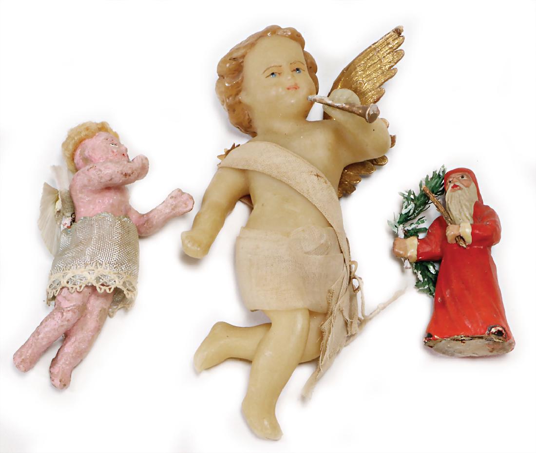 mixed lot with 3 pieces, wax angels, 13.5 cm, 1 paper (1 of 1)