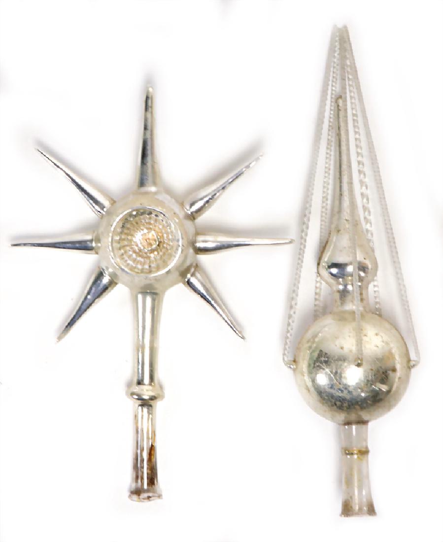 2 pieces, glass, tree toppers, 24 and  20 cm   German (1 of 1)