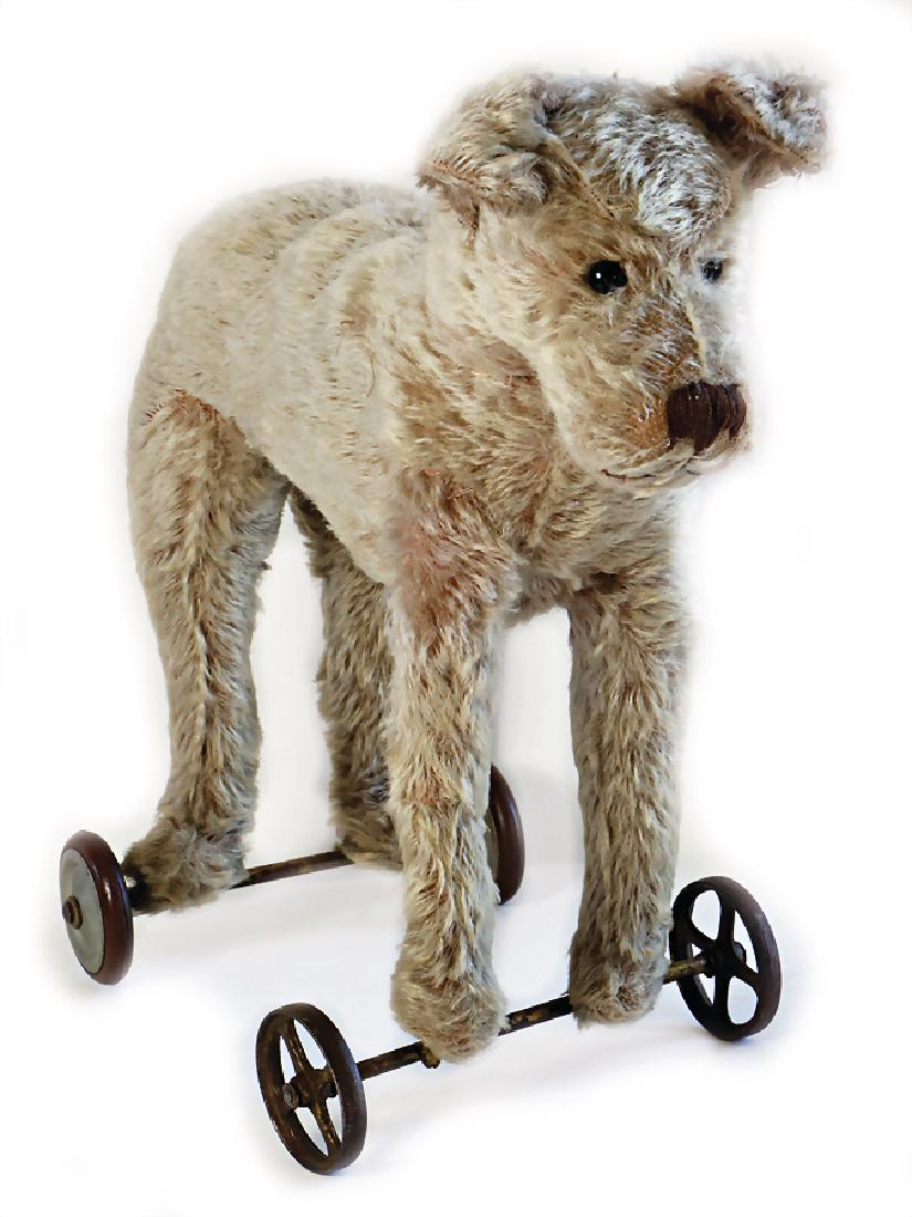 probably Steiff, dog, type Irish terrier, grey / brown, (1 of 1)