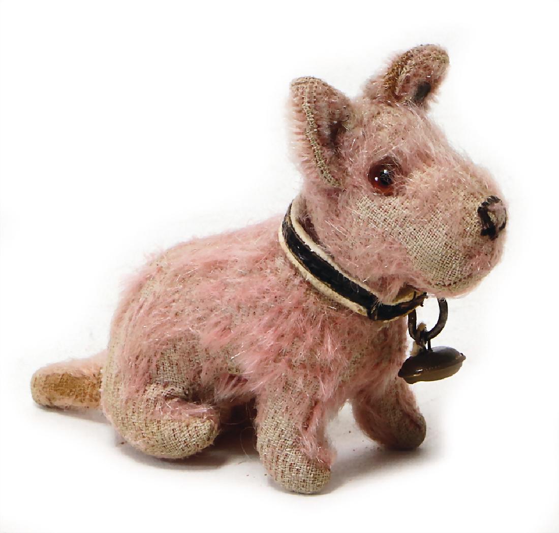 STEIFF pre-war era, Sealyham, dog, pink, with button, (1 of 2)
