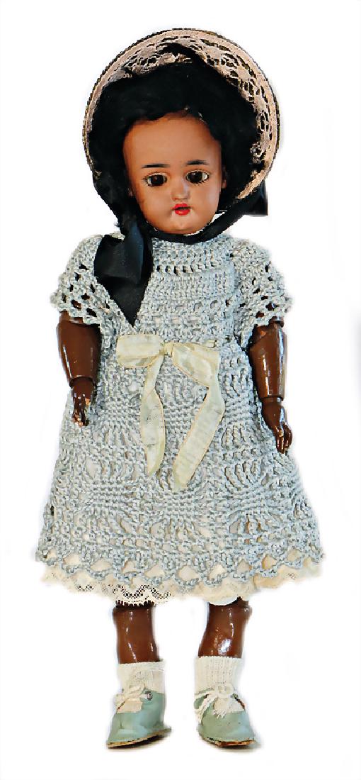 SIMON & HALBIG bisque porcelain socket head,: SIMON & HALBIG bisque porcelain socket head, dark-skinned, mark in the neck: 1078 Germany Simon & Halbig No. 2, brown sleepy eyes, opened mouth, line of upper teeth, pierced ears, jointed body
