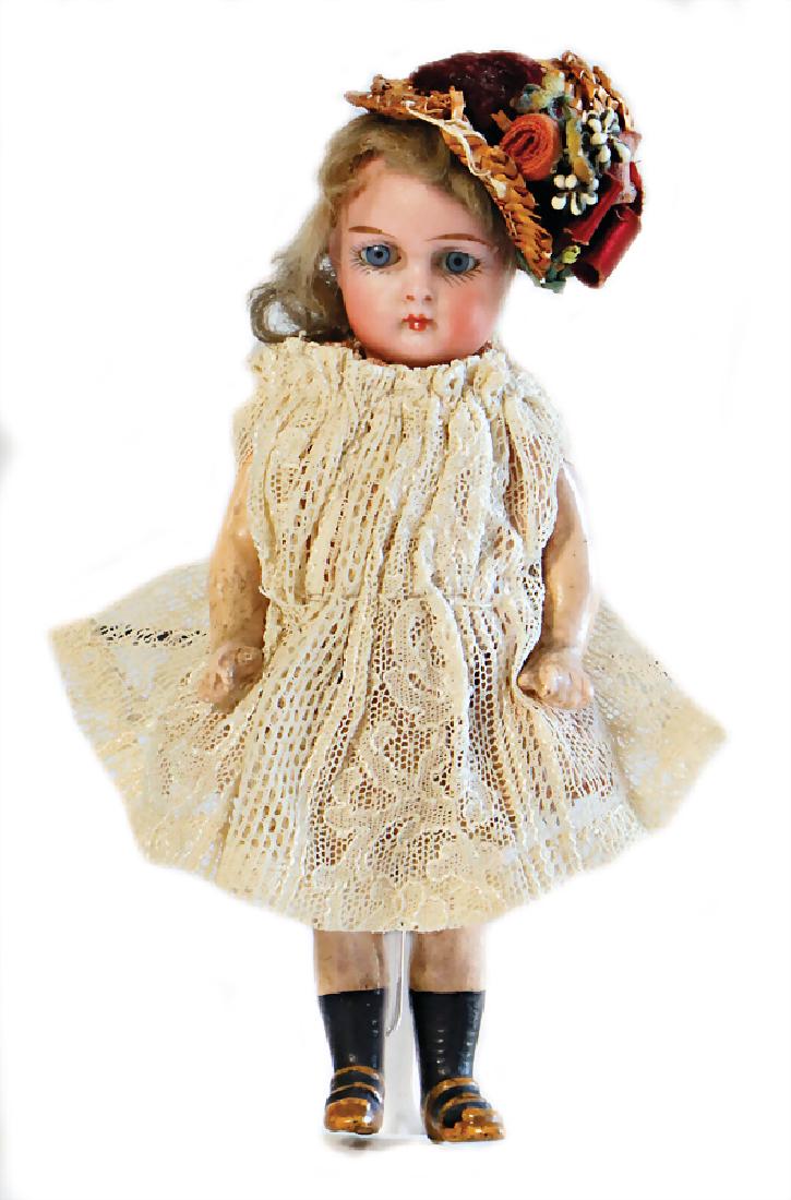 small bisque porcelain head doll, 13.5 cm, socket head, (1 of 1)