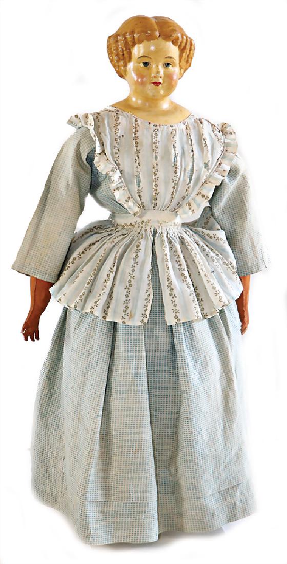 MÜLLER 6 STRASSBURGER 1870, papier mâché, shoulder: MÜLLER 6 STRASSBURGER 1870, papier mâché, shoulder headed doll, blue painted eyes, fine, modelled lip part, simple modelled earlobes, deep breast plate, on the back with the sign M&S, Sup