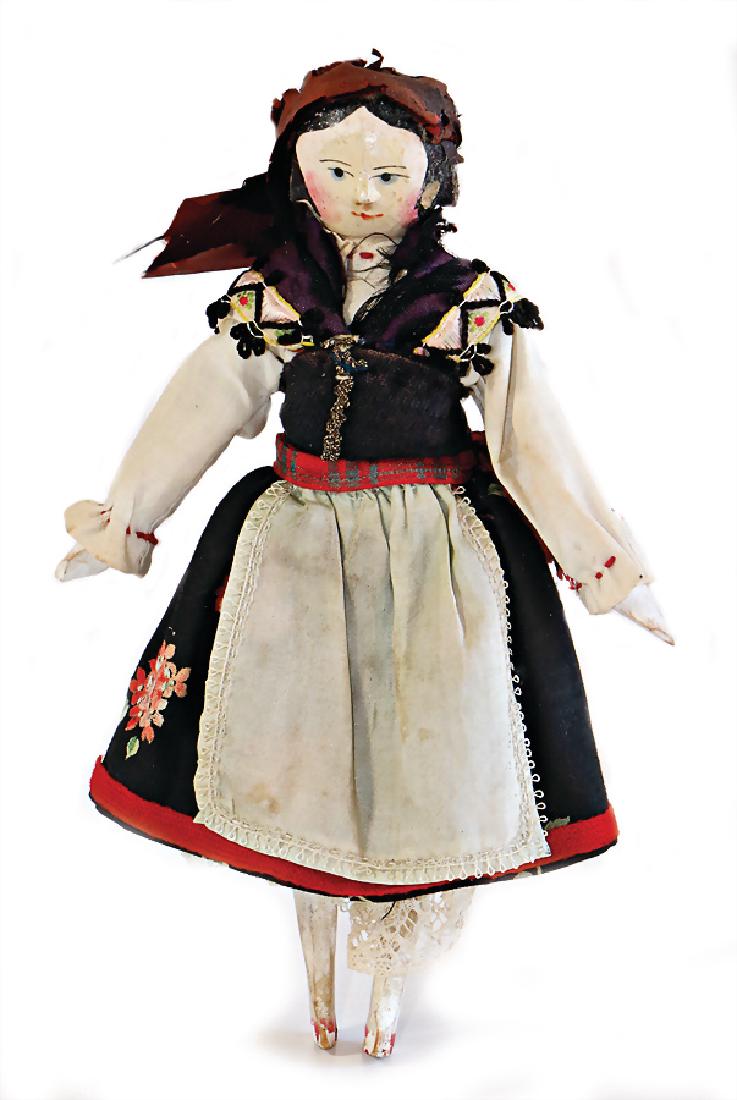 GRÖDNER VALE doll around c. 1850/60, black, painted, (1 of 2)