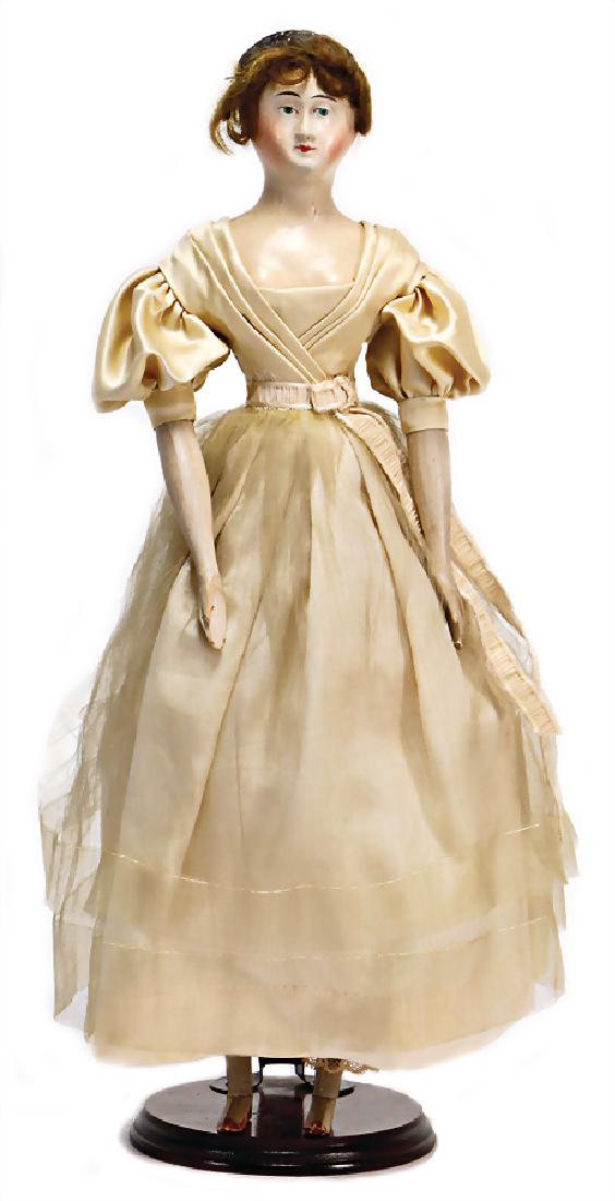 early papier mâché shoulder headed doll, c. 1840, fine (1 of 2)