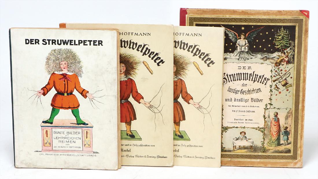 Struwwelpeter, Konv. 4-teilig, eine Prachtausgabe,: Struwwelpeter, Konv. 4-teilig, eine Prachtausgabe, 1881, Literarische Anstalt Rütten u. Löhning, mit Jubiläumsblatt, neu gebunden, innen u. Einband, Zust. 2-3, "Struwwelpeter", DDR-Ausgabe, 1964, "