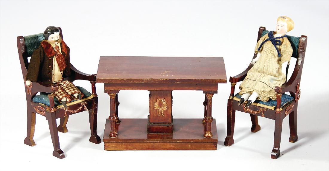 GOTTSCHALK Möbel, 3 Teile, Tisch, 2 Sessel, Stoff (1 of 1)