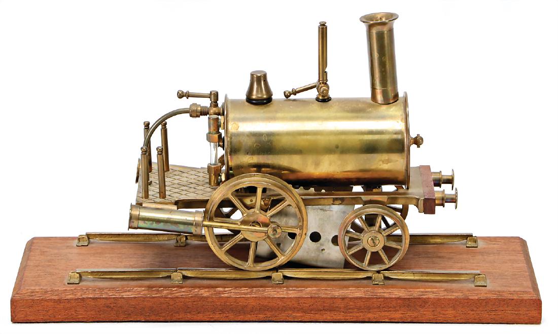 steam-driven locomotive, brass work, without burner, (1 of 1)