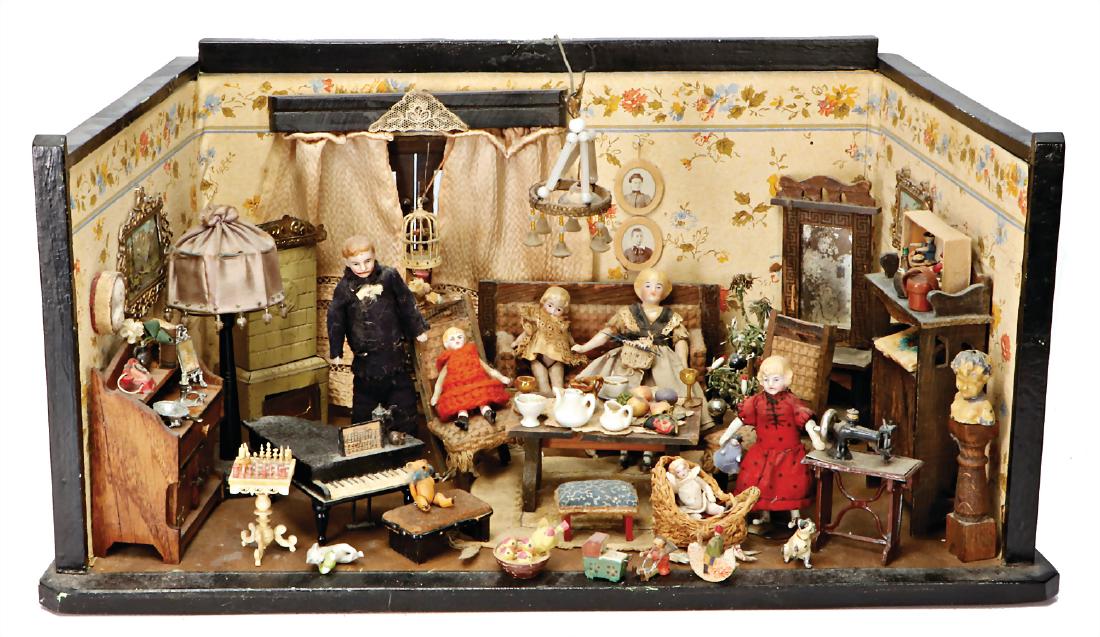 dollhouse room, width: 48 cm, height: 23 cm, furnished, (1 of 1)