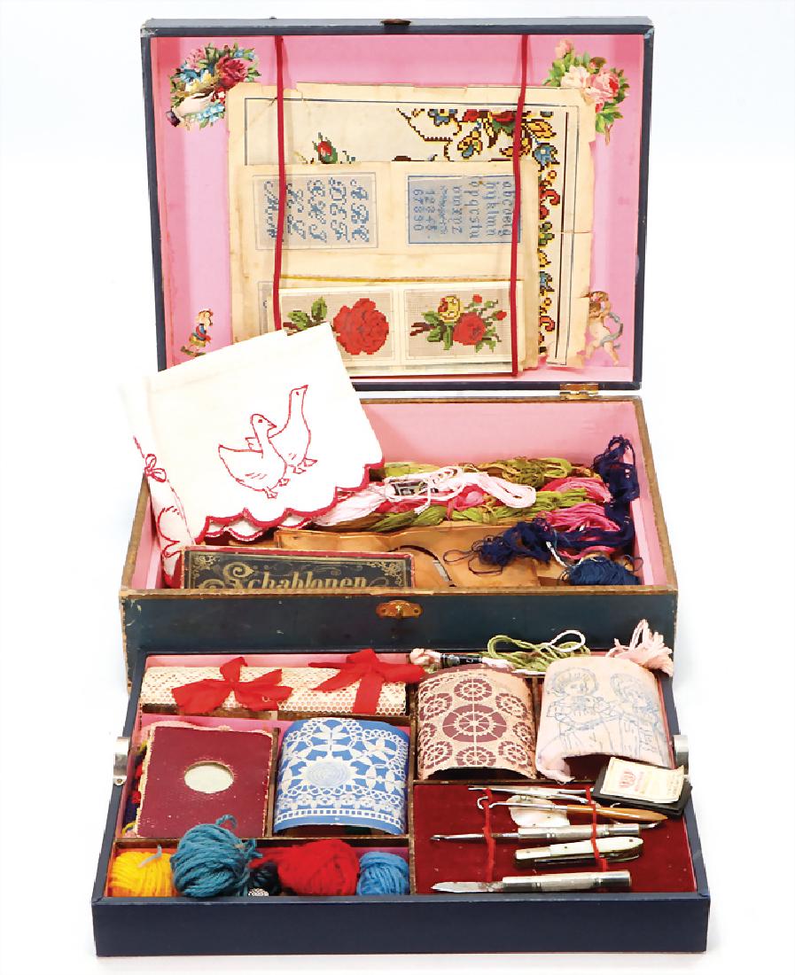 embroider box, c. 1910, wood, probably as far as (1 of 1)