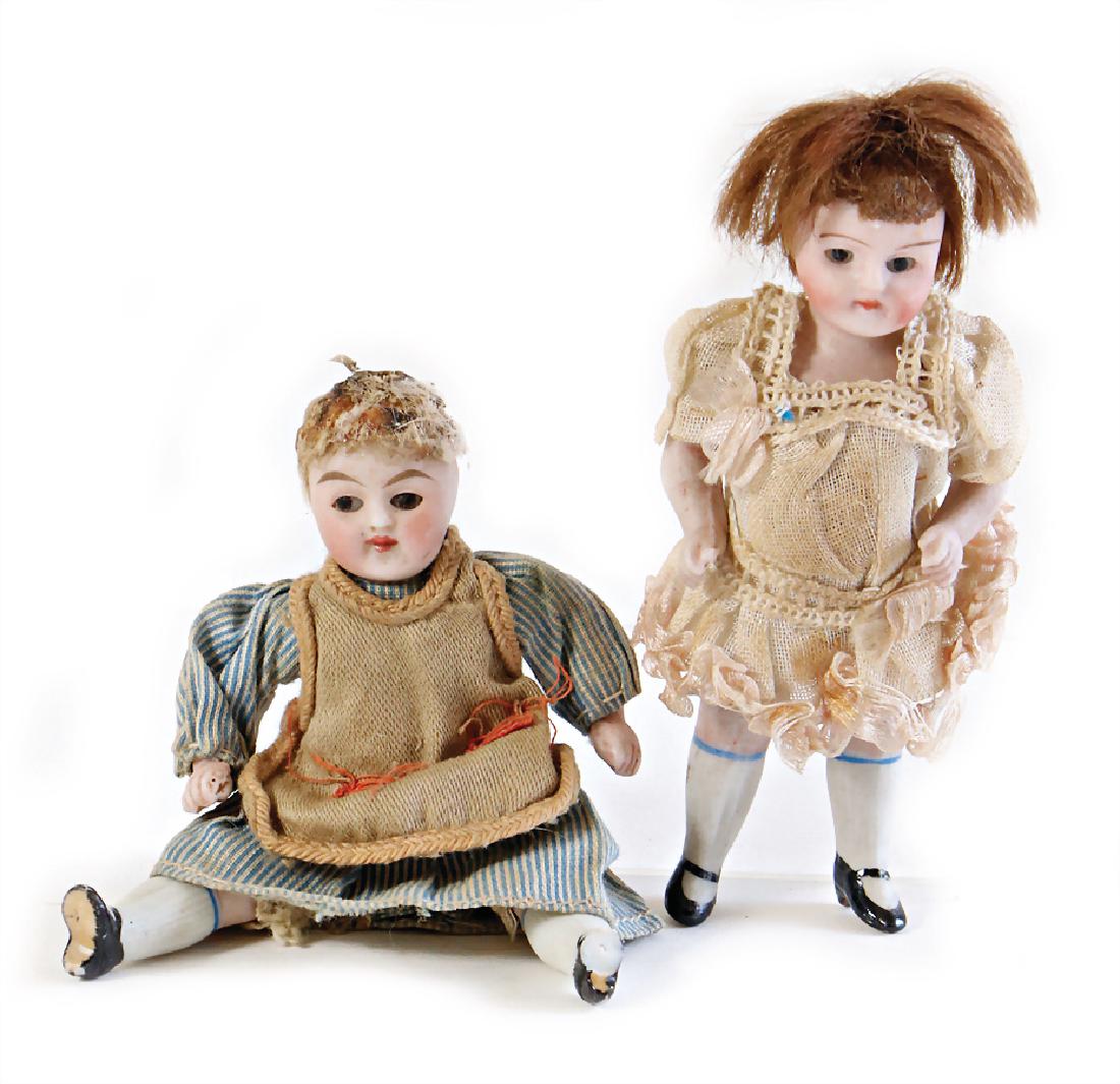 2 dollhouse dolls, allbisque, fix head, fix inset