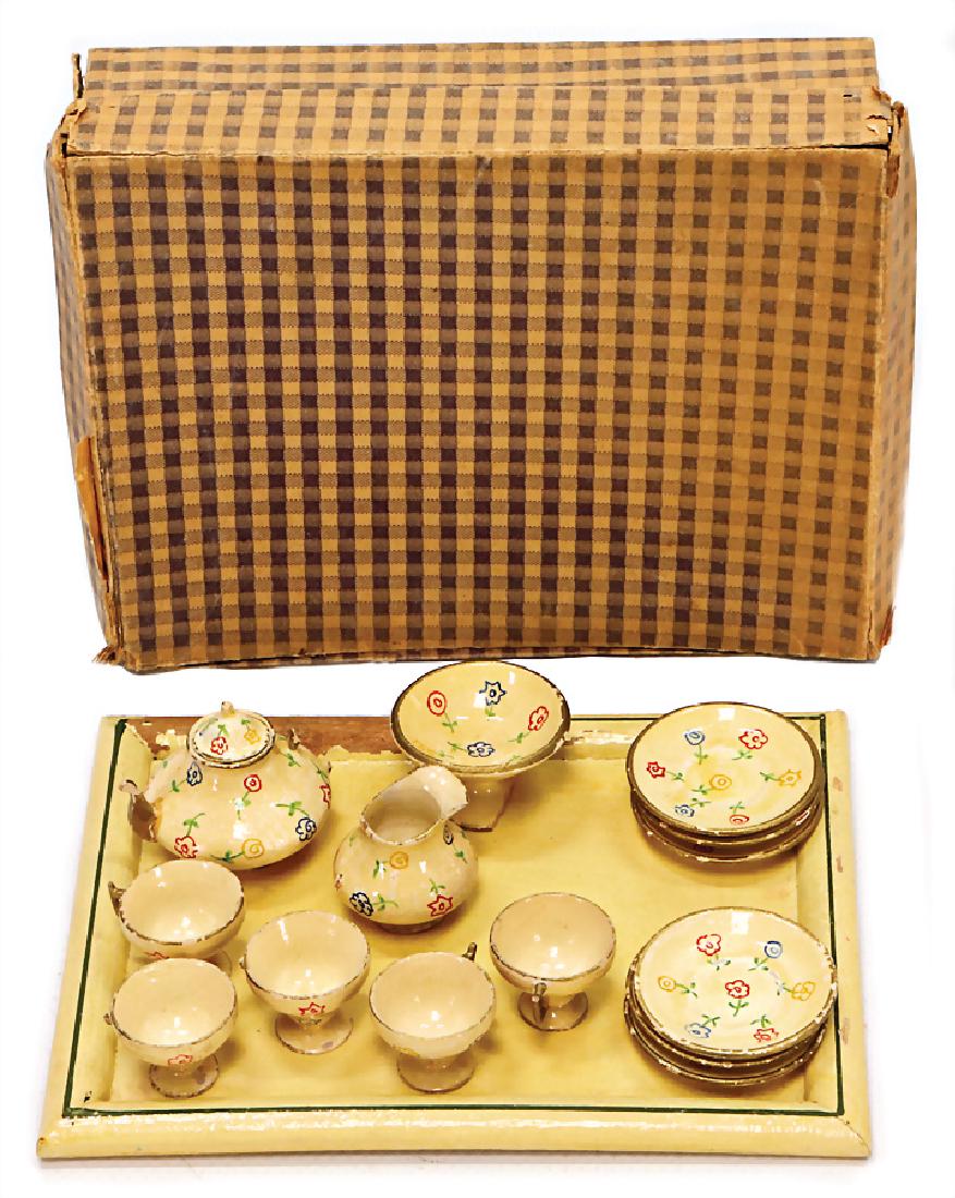 ERZGEBIRGE coffee service, coffee pot, milk can, sugar: ERZGEBIRGE coffee service, coffee pot, milk can, sugar bowl, bowls, cups, saucers, partly, small damages, with original box, original tray, one side with scratches on the paintwork German Description 