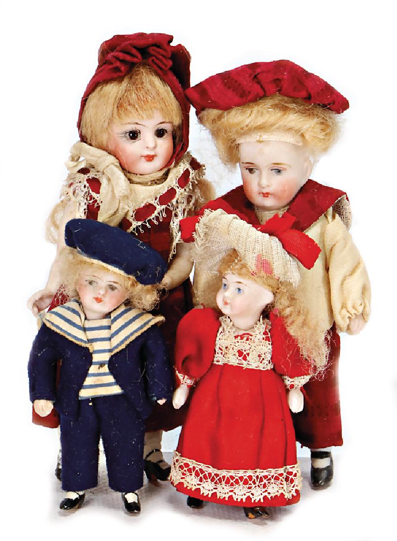 4 small dollhouse dolls, all-bisque, 8-12.5 cm, girl (1 of 1)