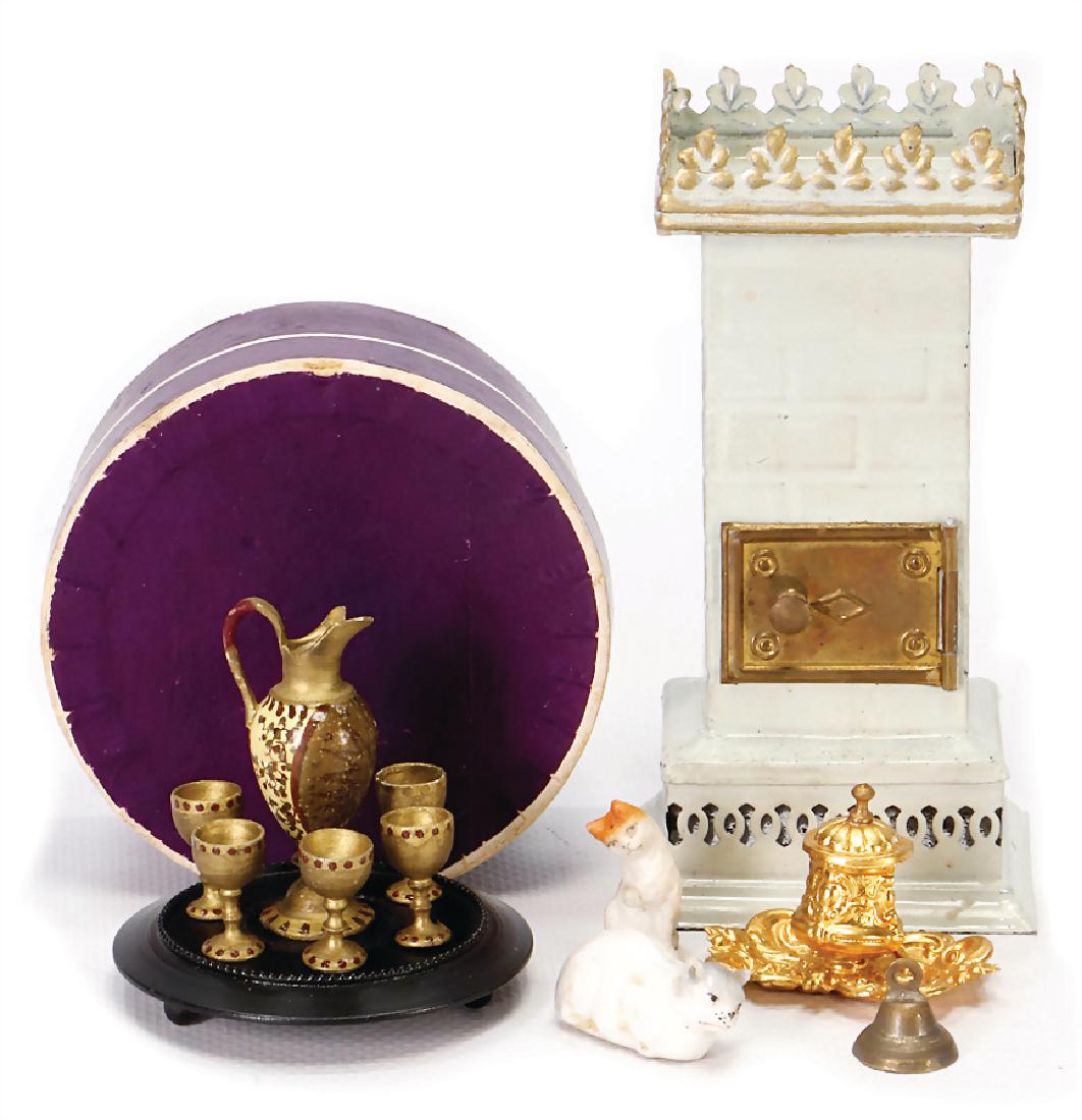 dollhouse stove, sheet metal, handpainted, 12 cm, 1 (1 of 1)