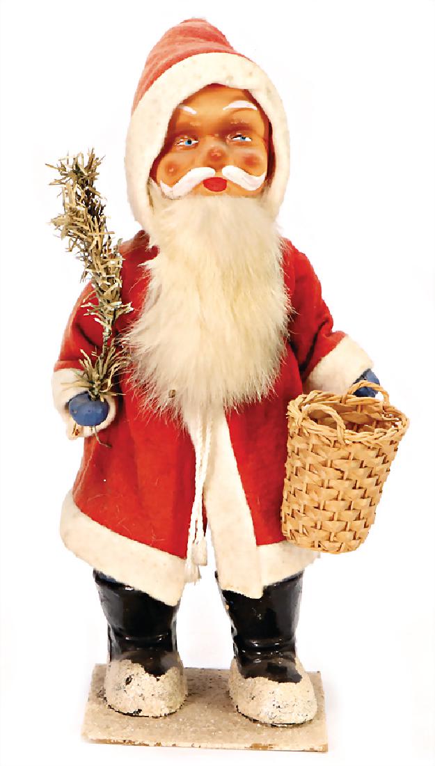Santa Claus, papier mâché, felt clothes, 36 cm German: Santa Claus, papier mâché, felt clothes, 36 cm German Description Weihnachtsmann, Papiermaché, Filz-Kleidung, 36 cm