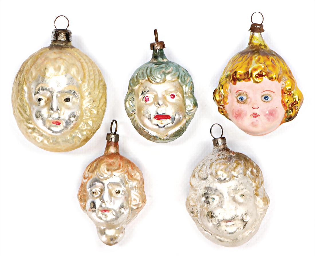 Christmas tree decoration, glass, 5 pieces, face of an: Christmas tree decoration, glass, 5 pieces, face of an angel, 6.5-7 cm German Description Christbaumschmuck, Glas, 5 Teile, Engelsgesicht, 6,5-7 cm