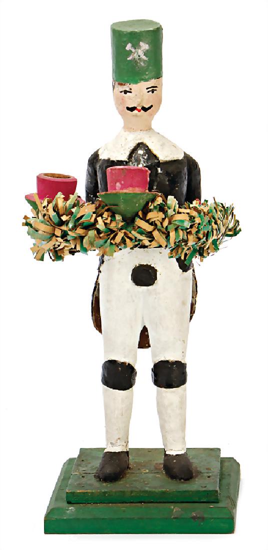 ERZGEBIRGE miner lamp, wood, colored , paste arms, 32 (1 of 1)