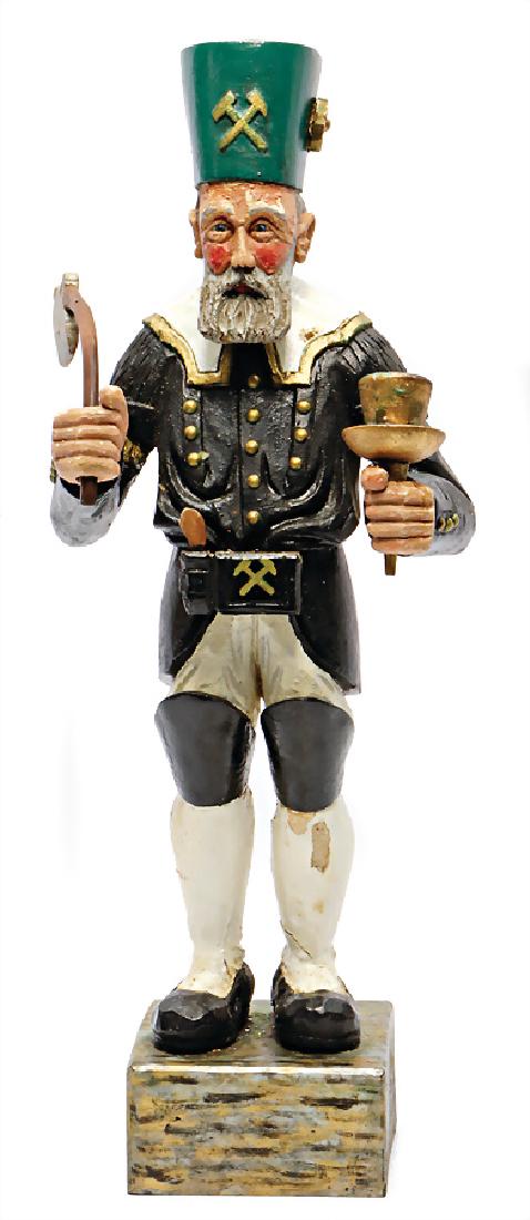 ERZGEBIRGE miner lamp, wood, colored, reef at hat is (1 of 1)
