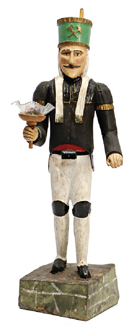 ERZGEBIRGE miner lamp, wood, colored, 46 cm   German (1 of 1)