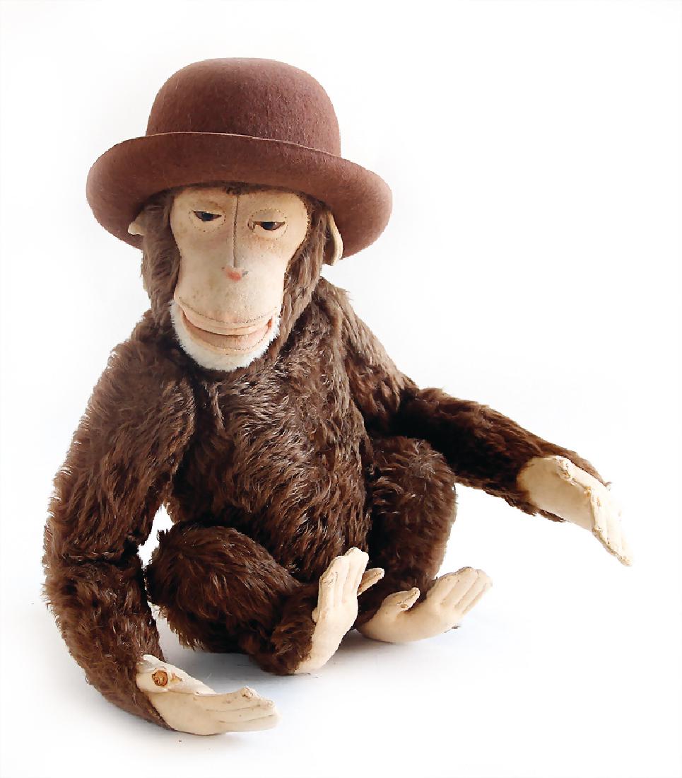 STEIFF monkey, pre-war era, with button, long stretched (1 of 1)
