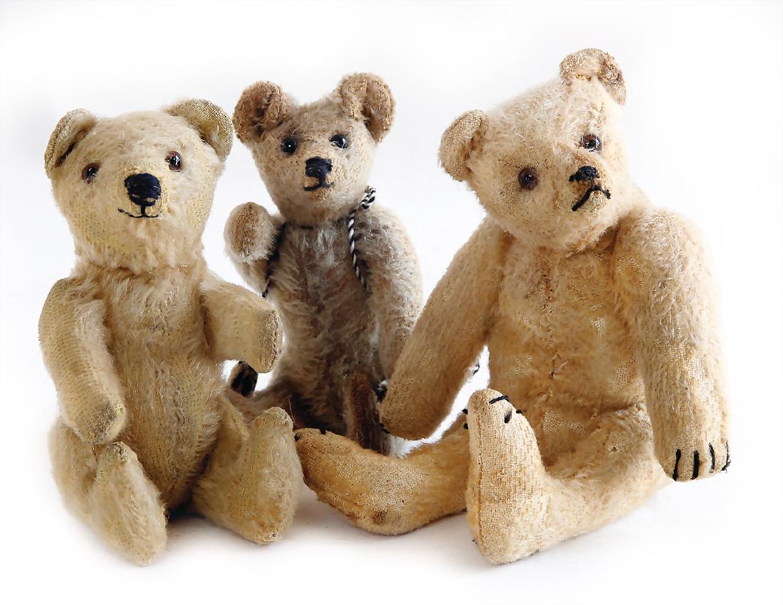 STEIFF 3 pieces bears, pre-war era, 14 - 18 cm, without (1 of 1)