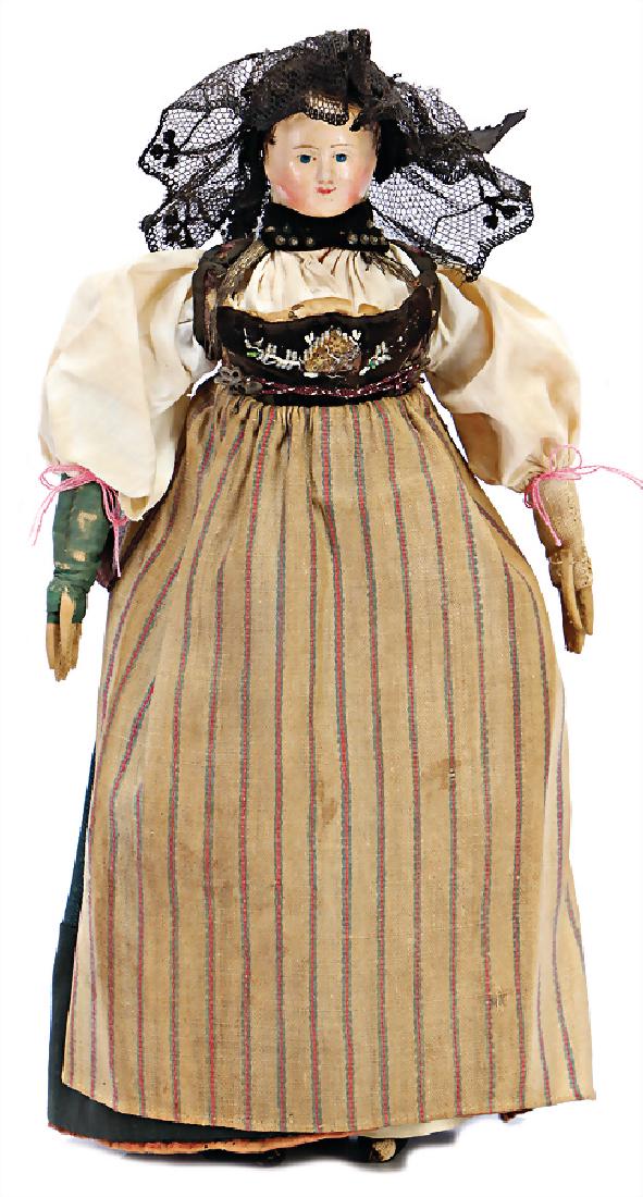 so-called Larven doll made of Pappenzeug, Nuremberg c. (1 of 2)