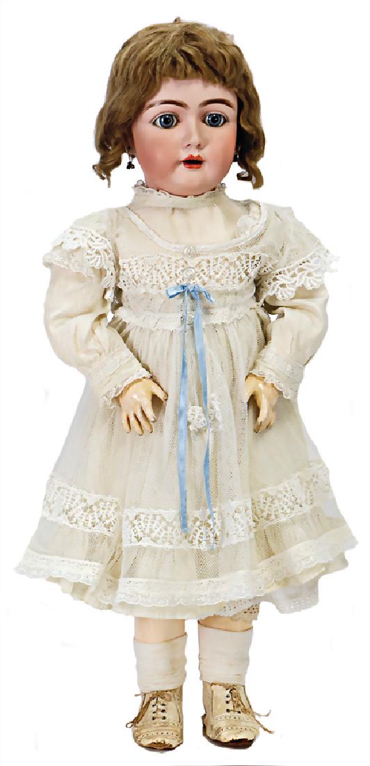 BAEHR & PROESCHILD 209-13 22nd, bisque porcelain: BAEHR & PROESCHILD 209-13 22nd, bisque porcelain head doll, 62 cm, bisque socket head, blue sleepy eyes, opened mouth, upper teeth, pierced ears, nice formed jointed body, nice, thick, original mo