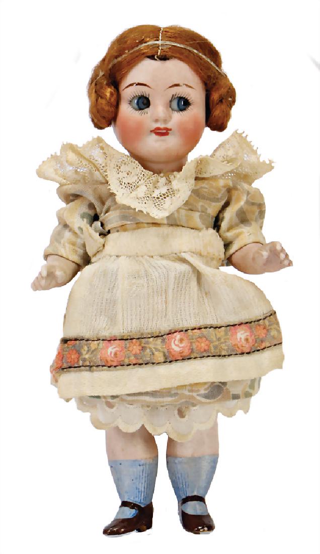 small Googly, 16 cm, all-bisque, fix head, blue to the: small Googly, 16 cm, all-bisque, fix head, blue to the side looking big glass eyes, opened/closed mouth, old mohair wig, old clothes German Description Kl. Googly, 16 cm, Ganzbiskuit, fester Kopf, bla