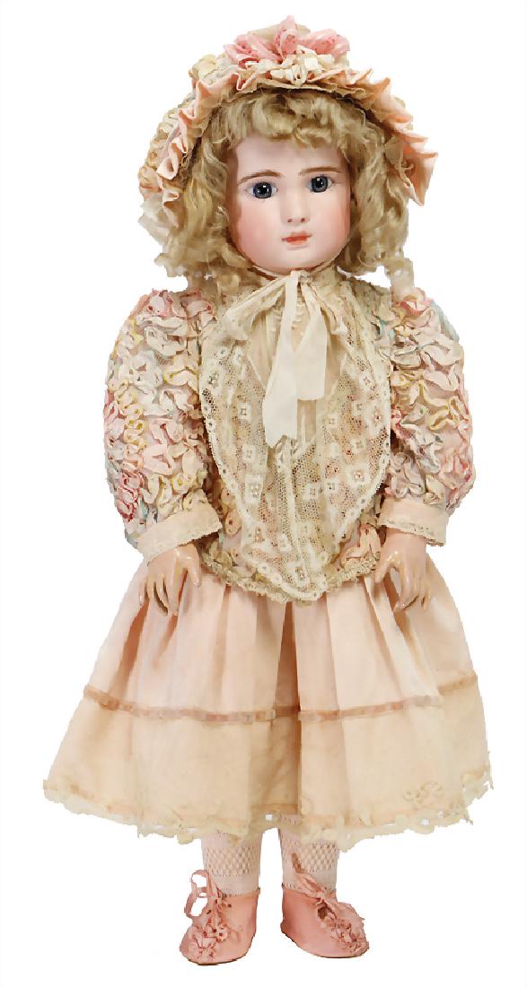 J. STEINER BTESGDG Paris, FREA17, 1880, 62 cm, pressed: J. STEINER BTESGDG Paris, FREA17, 1880, 62 cm, pressed bisque-socket head, nice, bright, porcelain, blue fix inset glass eyes, closed mouth, dimple at chin, pierced ears, French jointed body with fix 