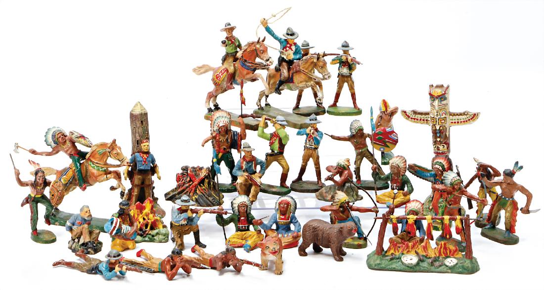 ELASTOLIN Konv. Masse, Trapper u. Indianer, kämpfend, (1 of 1)