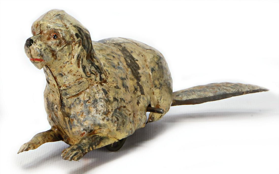 dog, sheet metal, handpainted, in German, pre-war era, (1 of 1)