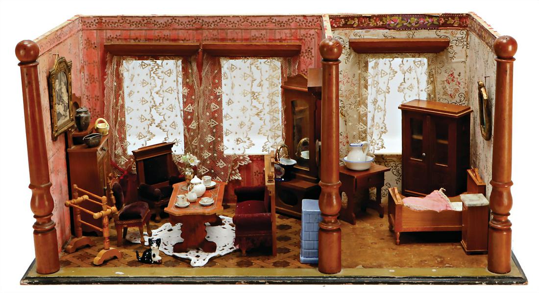 2-part dollhouse room, Wilhelmine era, width: 62 cm, (1 of 1)